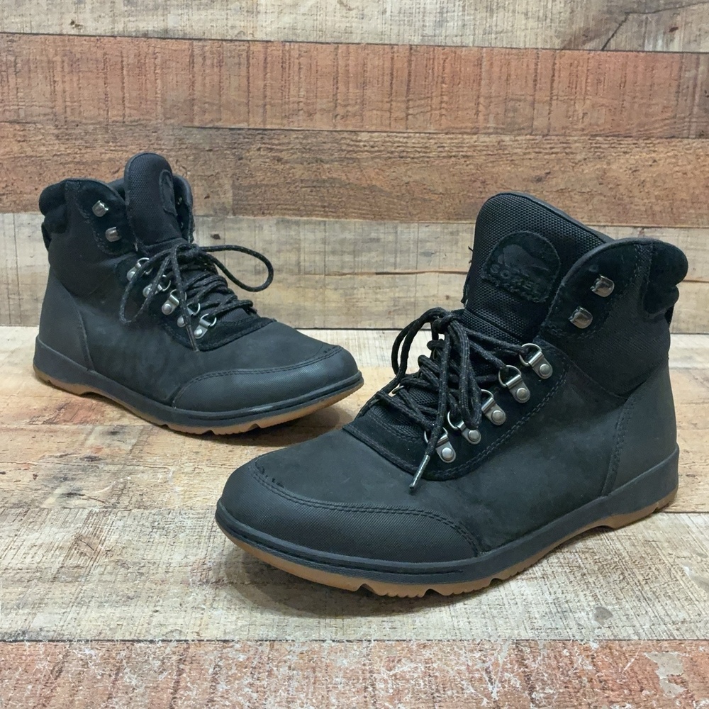 Sorel Snow Boots Mens Size 11.5 44.5 Black Synthetic Winter Lace Up NM4981-010